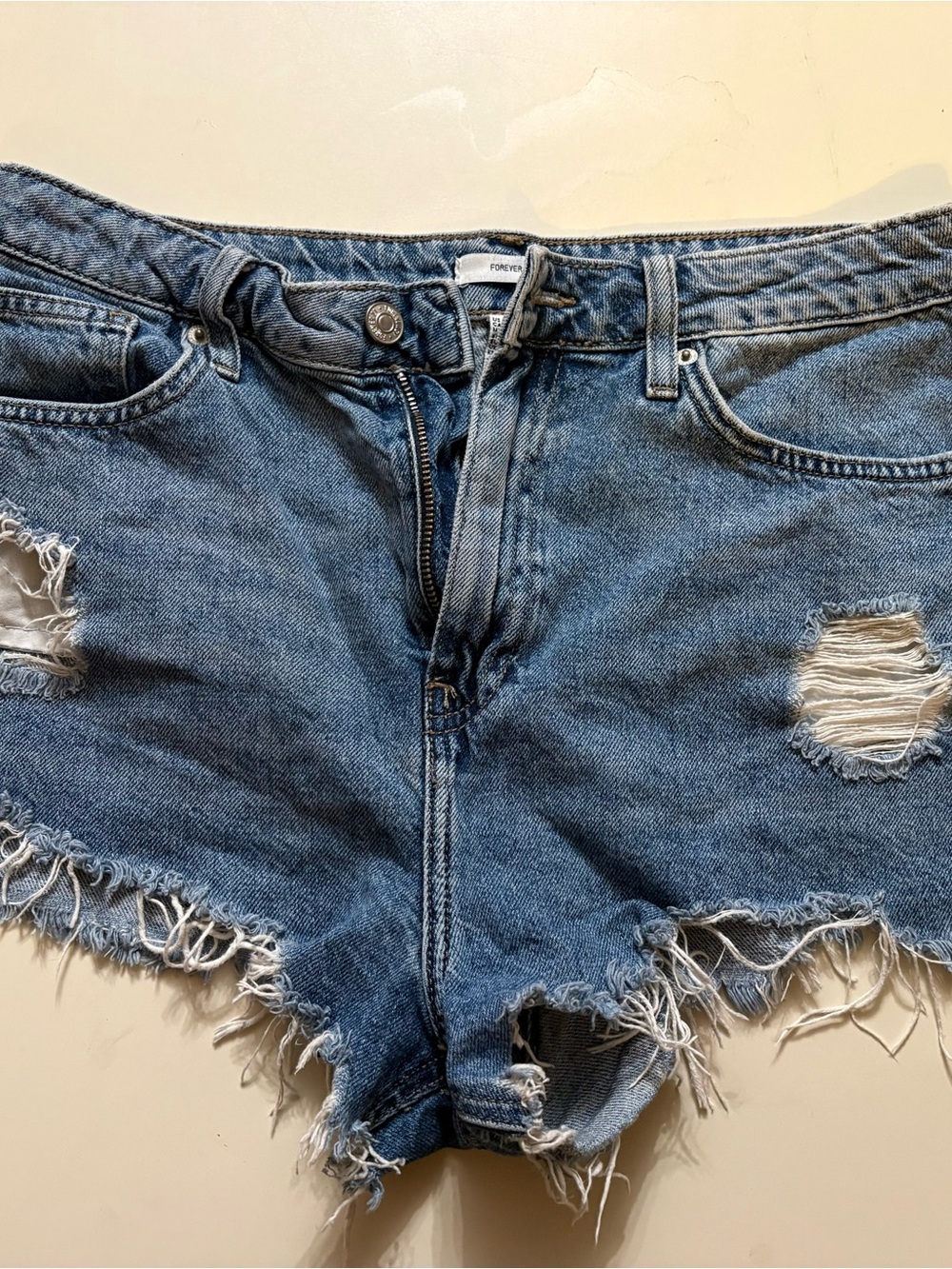 Forever 21 Distressed Blue Denim Cutoff Shorts